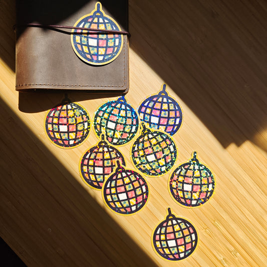 Disco ball die cut sticker