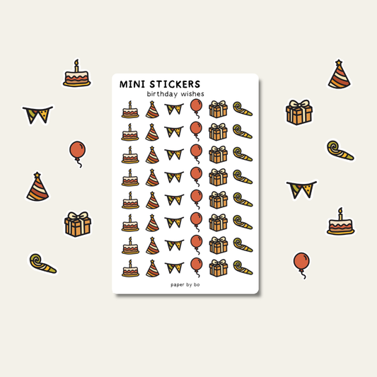 Birthday wishes mini stickers