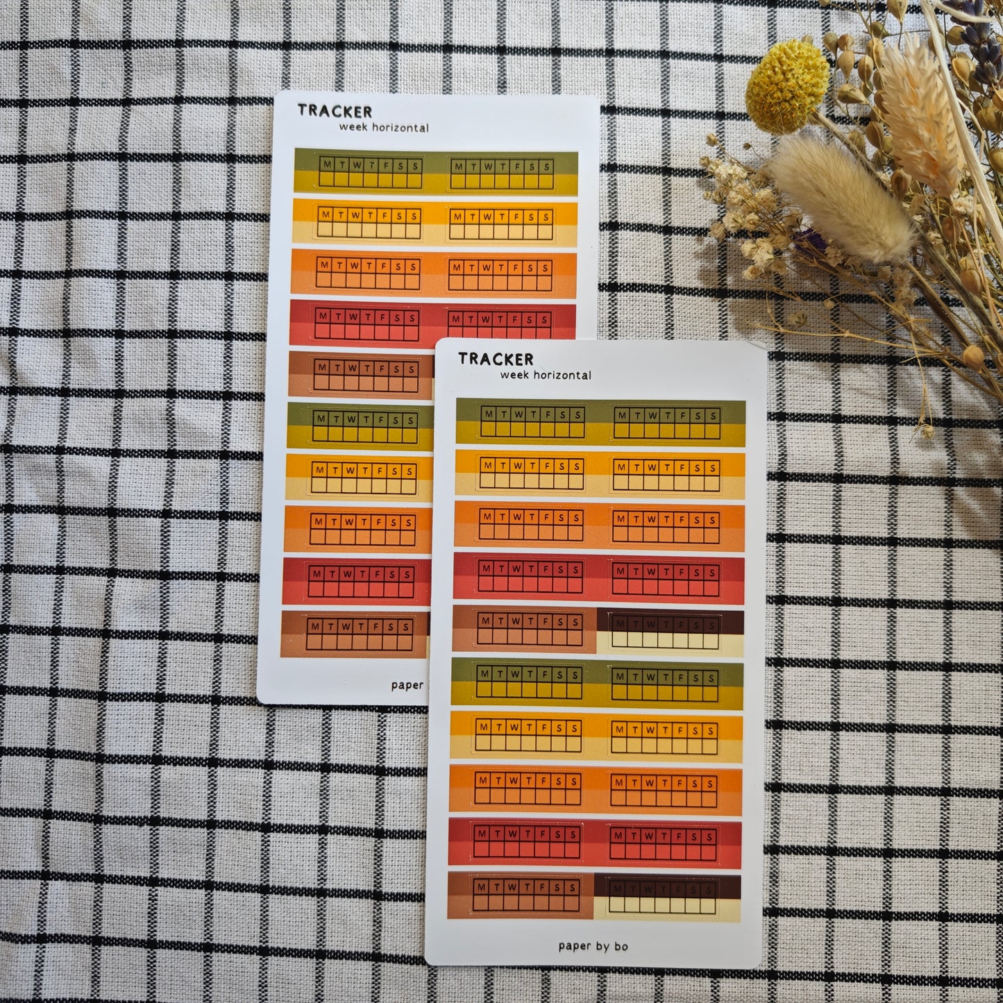 Week horizontal tracker stickers