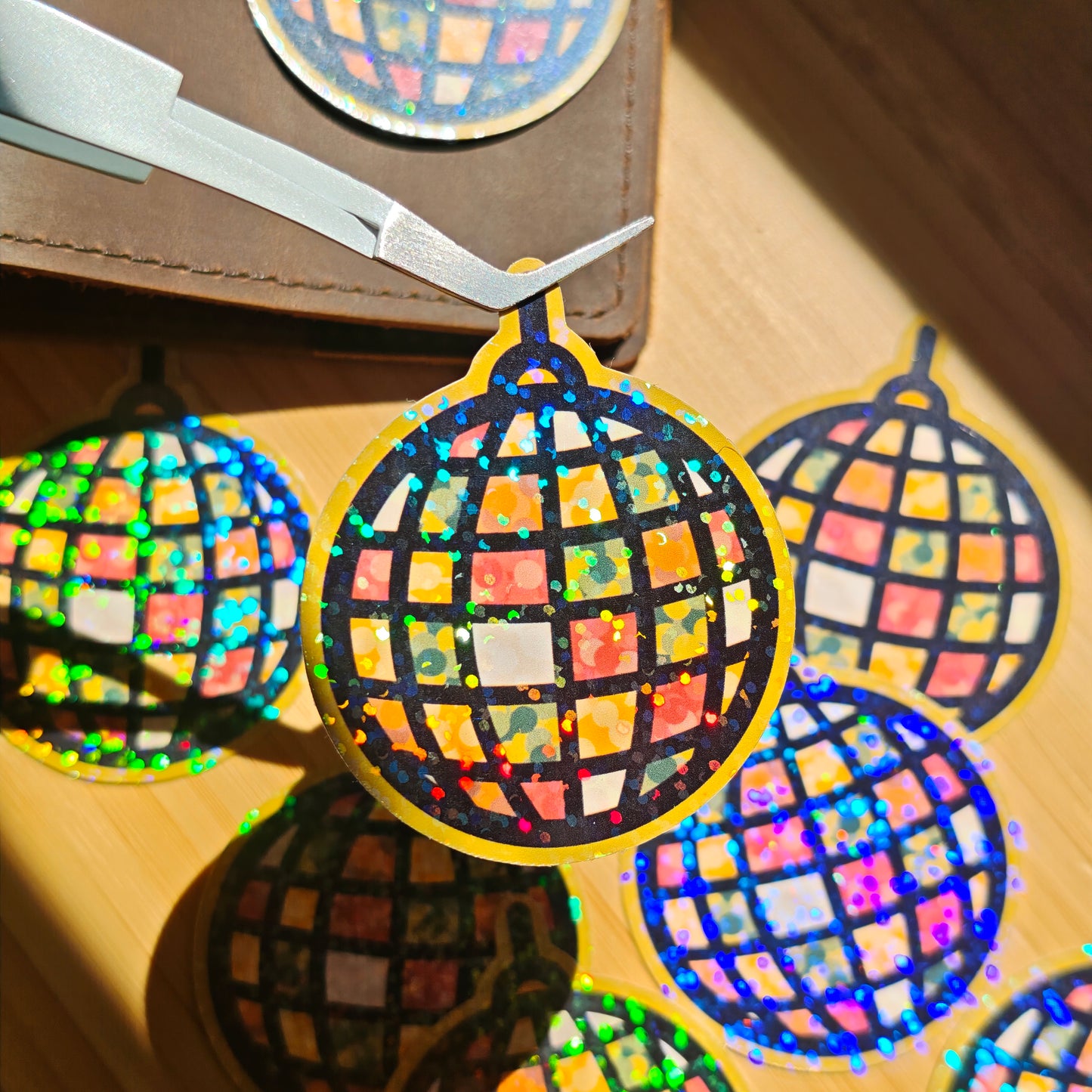 Disco ball die cut sticker