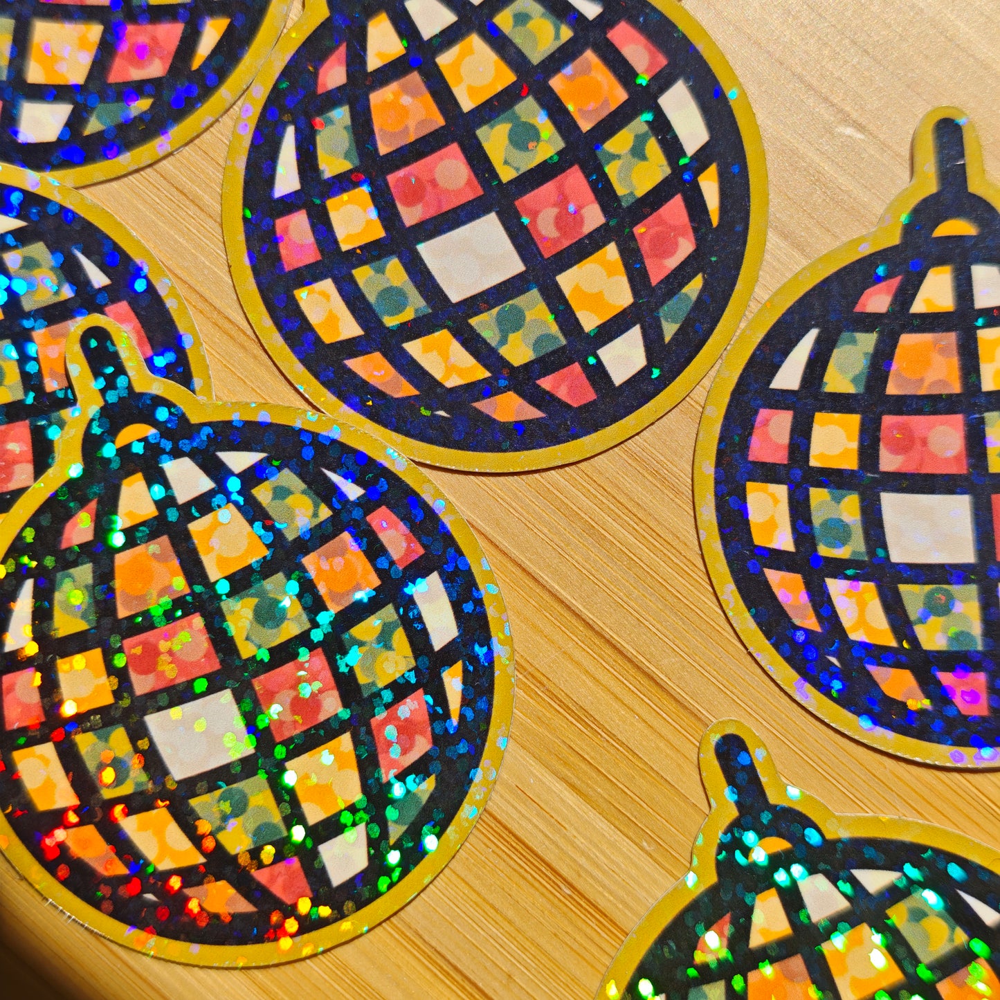 Disco ball die cut sticker
