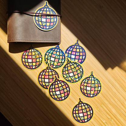 Disco ball die cut sticker