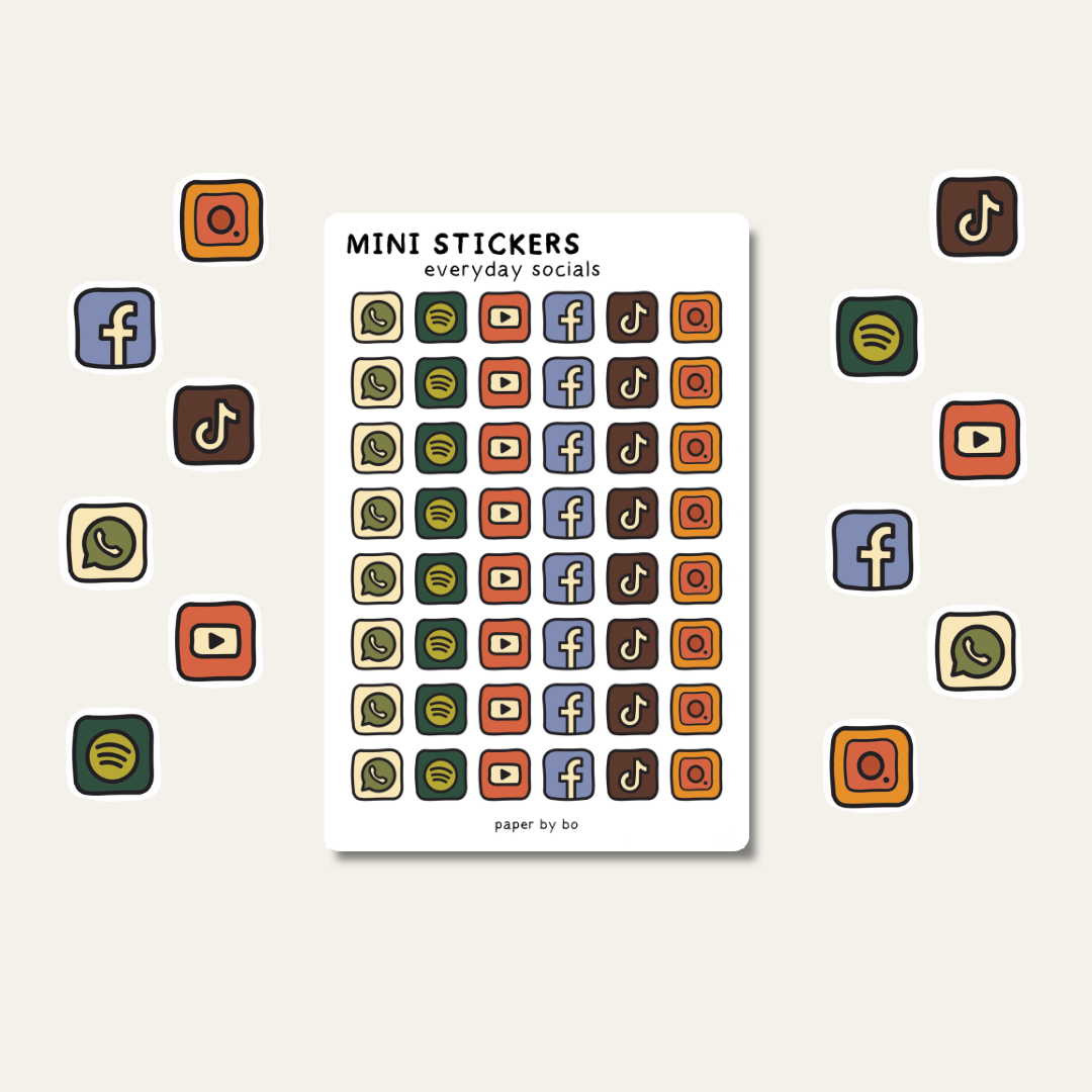 Everyday socials mini stickers