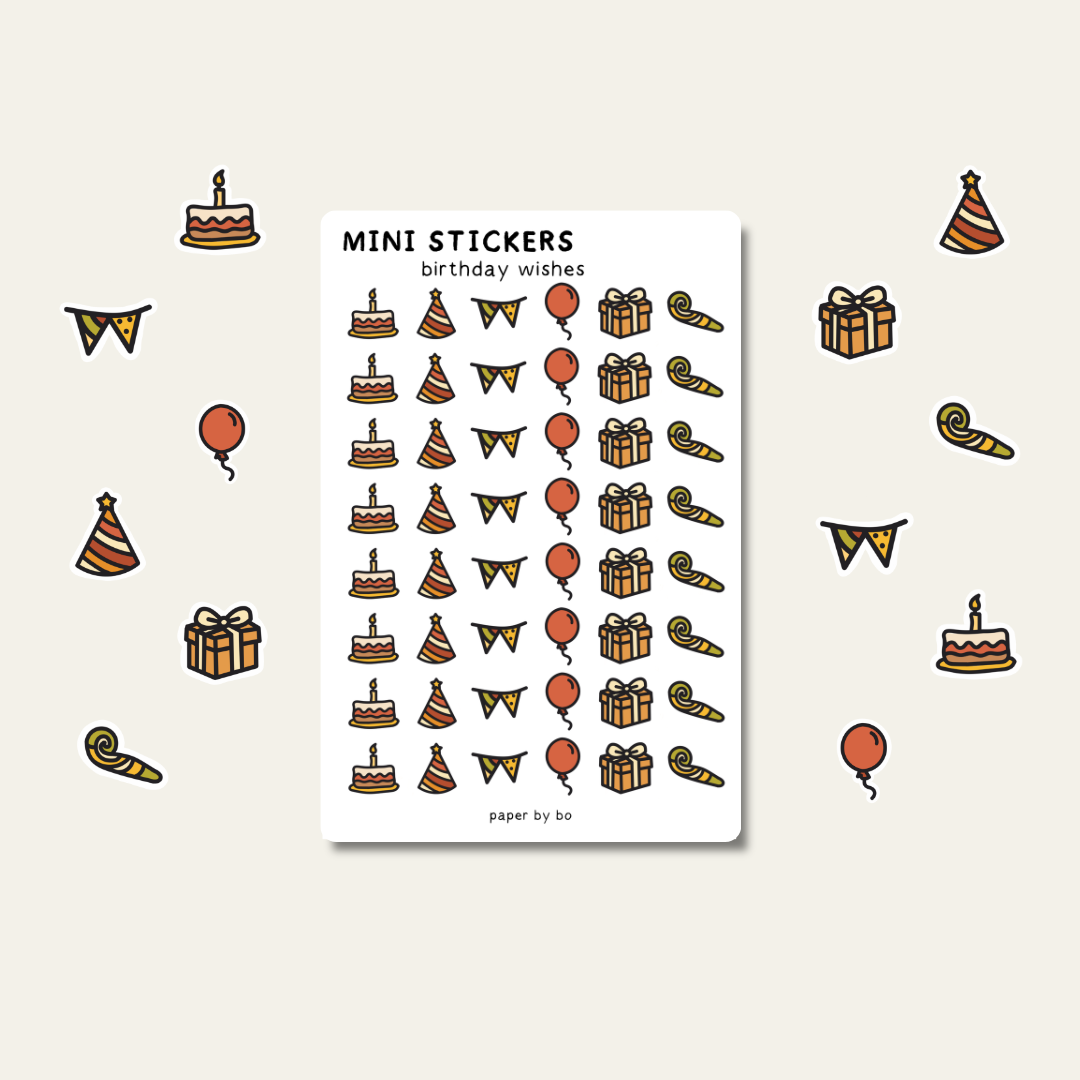 Birthday wishes mini stickers