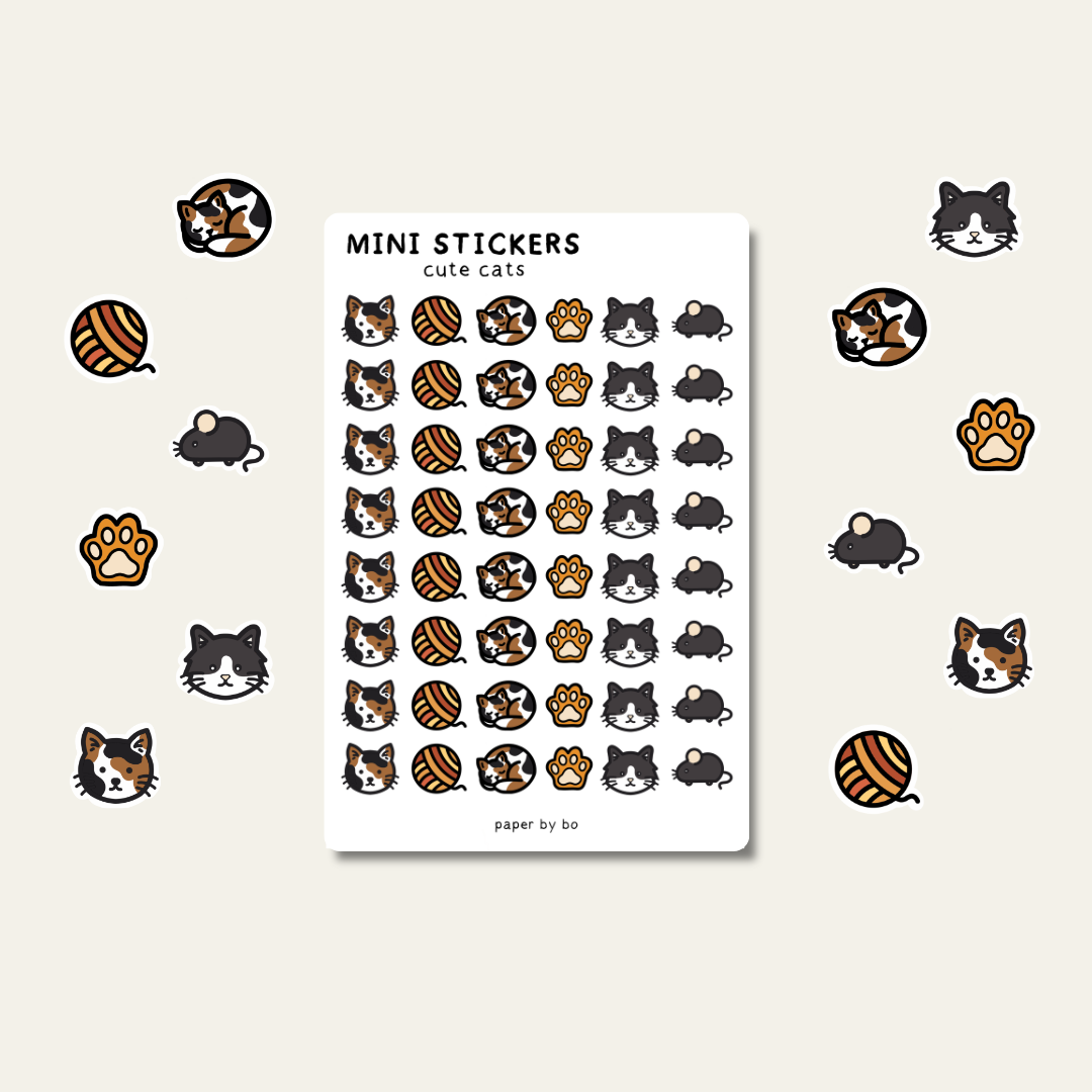 Cute cats mini stickers