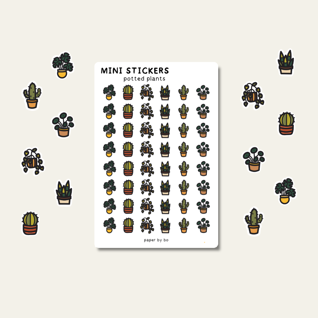 Potted plants mini stickers