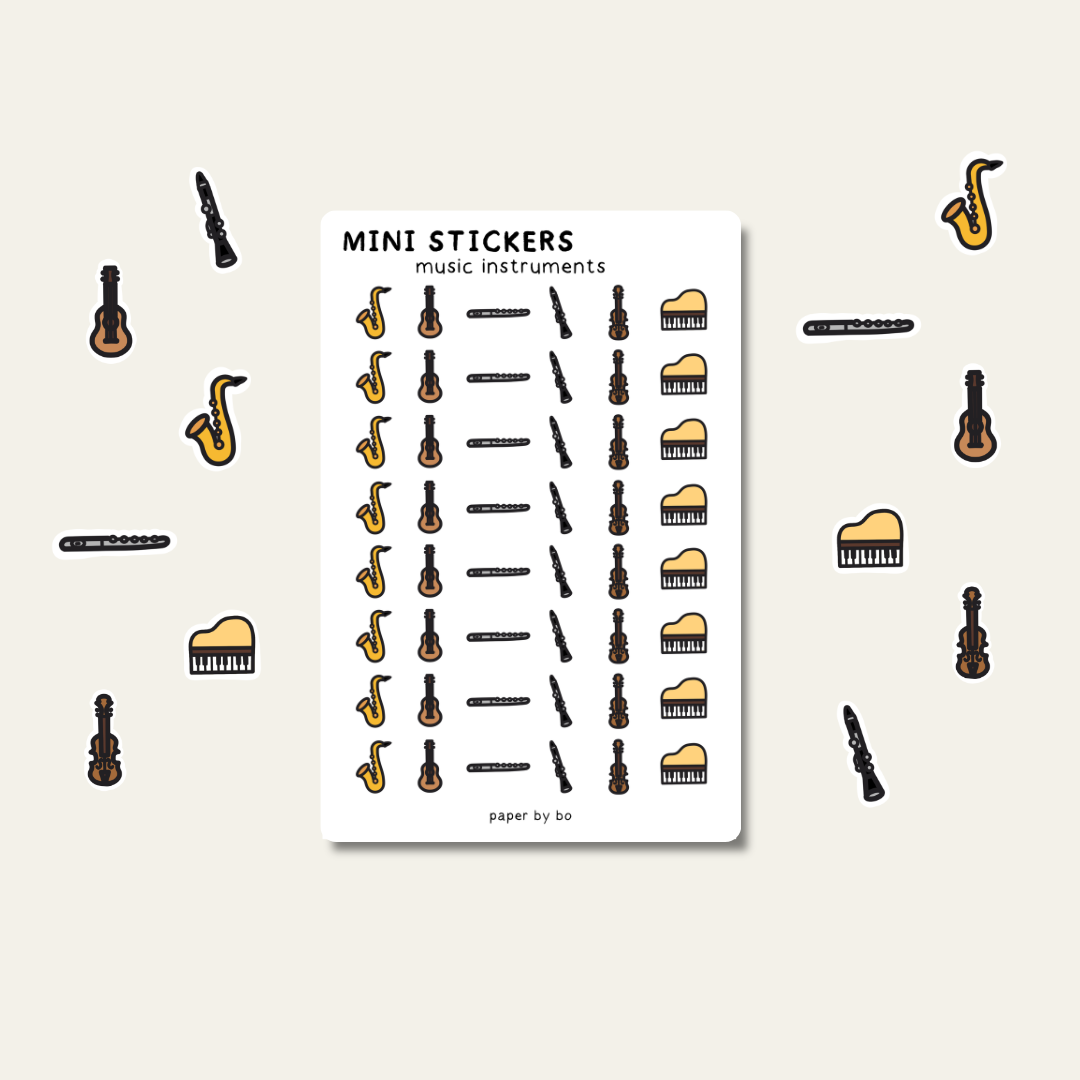 Music instruments mini stickers