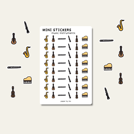 Music instruments mini stickers