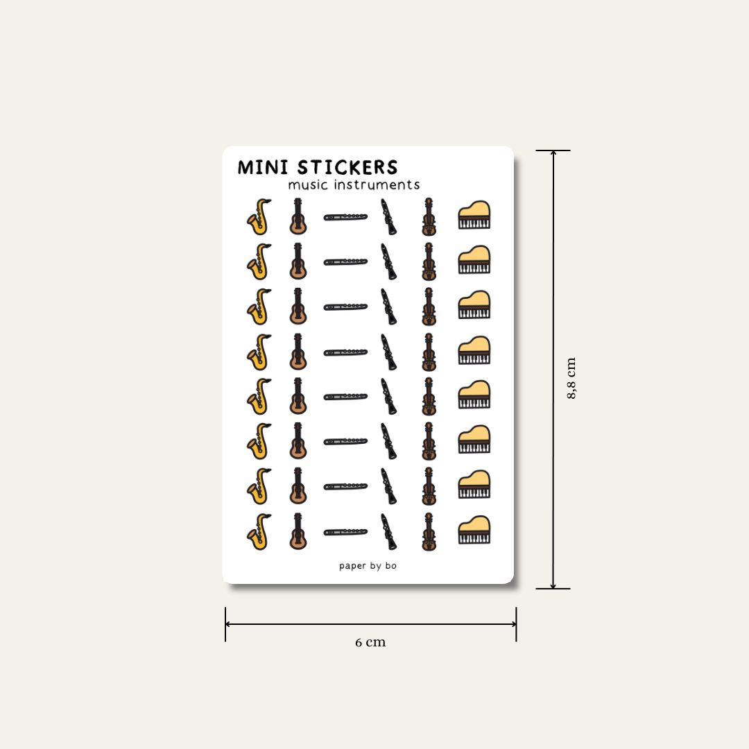Music instruments mini stickers