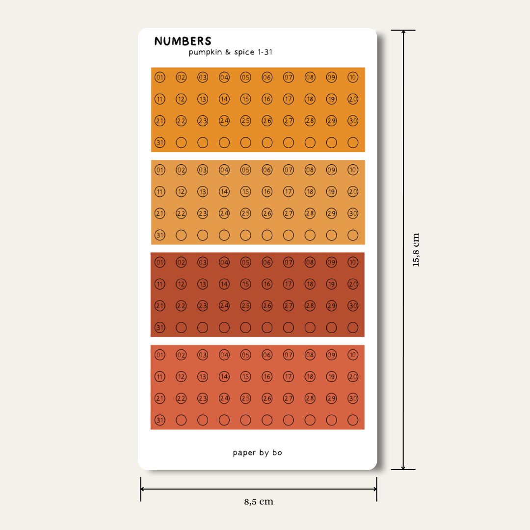 Numbers stickers | 1-31